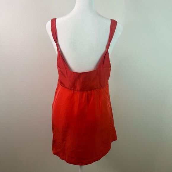 Vintage Banana Republic Y2K 100% Silk Crochet Orange V-Neck Babydoll Top Size 6 - Picture 8 of 13